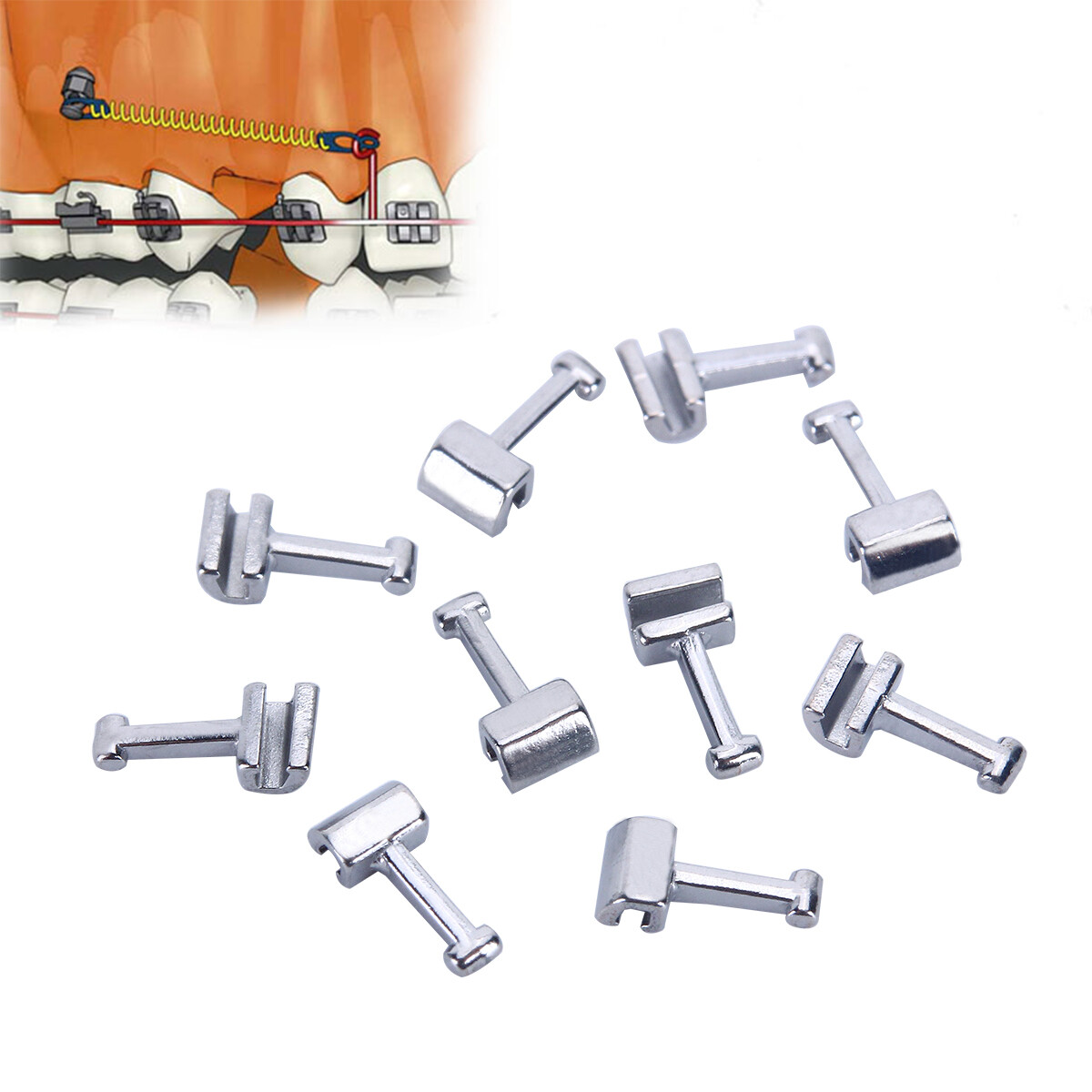 10 Model Dental Orthodontic Crimpable Hook Stops Type Metal 10pcs/pack AZDENT