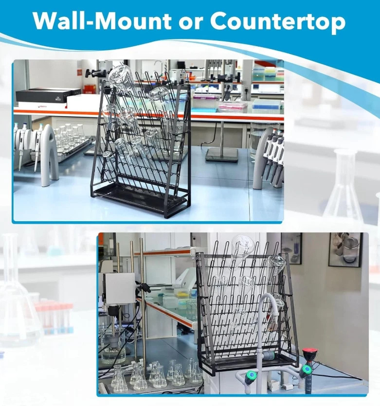 14Pcs Lab Flask Glass Measuring Glass Set: Beakers & Cylinders Lab Drying Rack