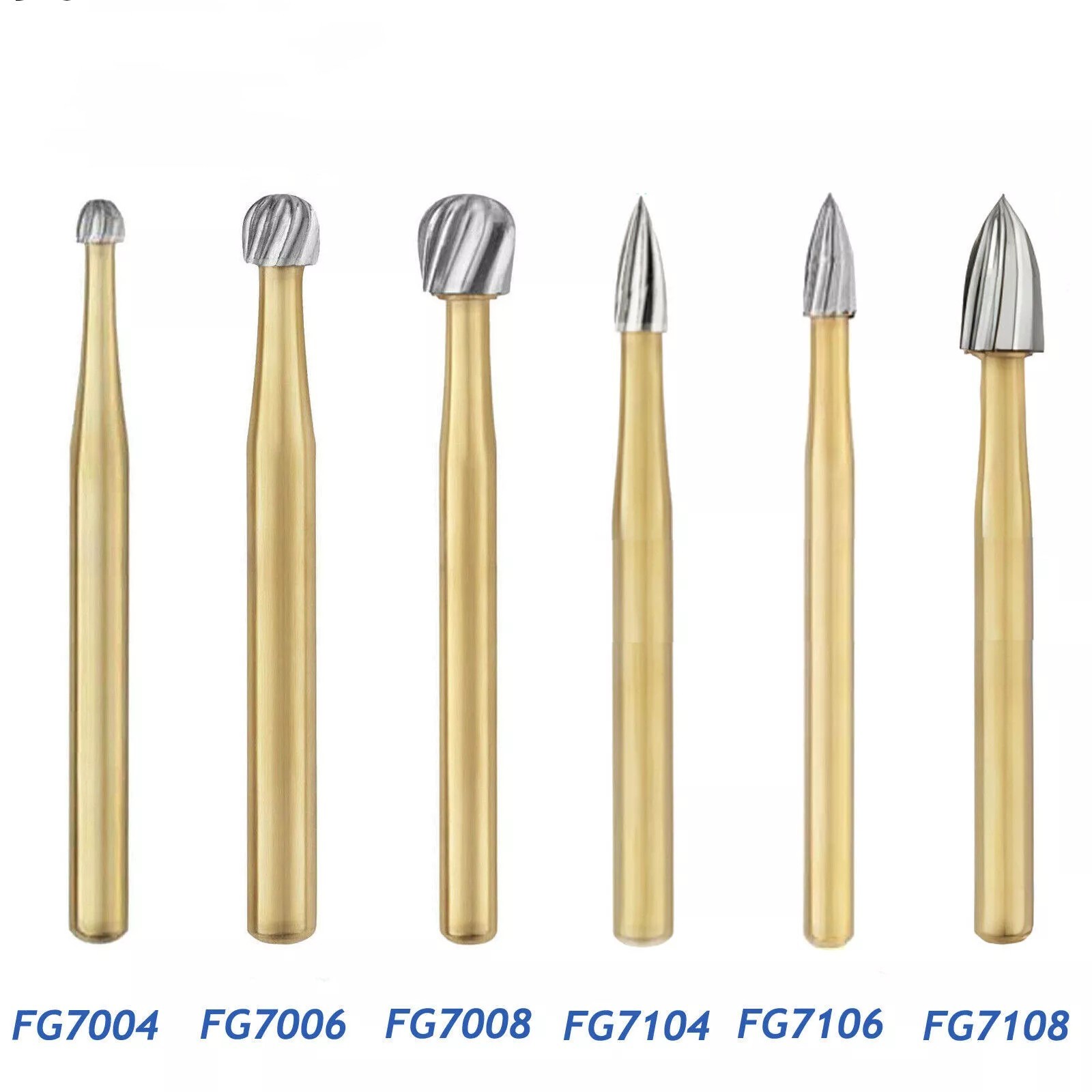 28 Type Dental Gold Tungsten Carbide Burs Trimming Finishing Friction Grip 1.6mm