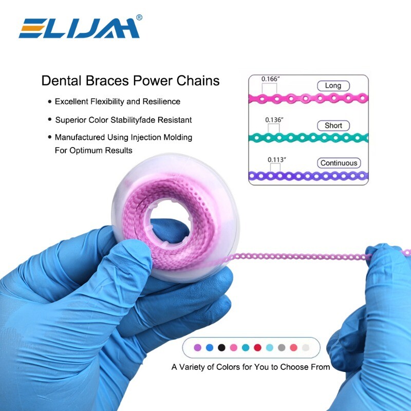 Dental Orthodontic Elastic Power Chain Rubber Braces Bands Long/Short/Continuous