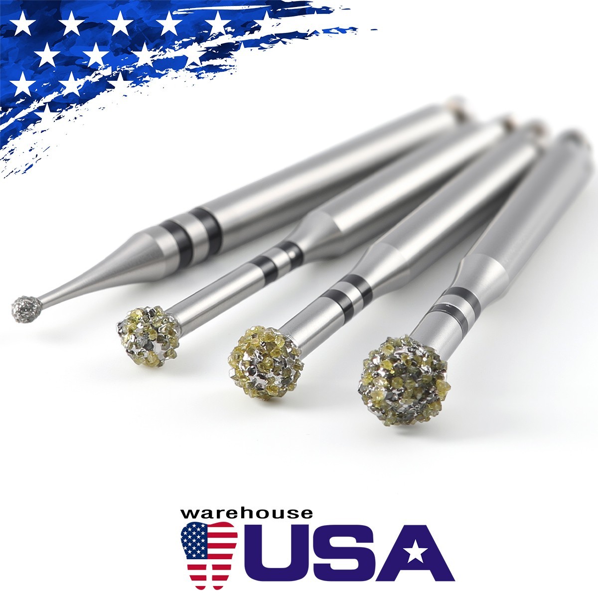 4Pcs Dental Degranulation Burs Osseous Debridement Soft Tissue Removal Diamond