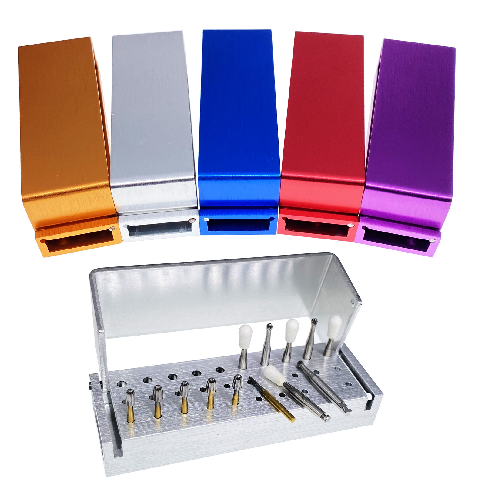 Dental Bur Burs Holder Block Disinfection Box Aluminium Autoclave 30 Holes