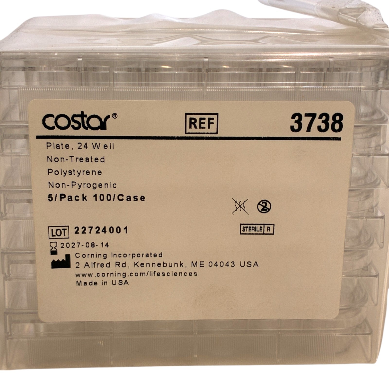 Corning Costar 3738 24-Well Non-Treated Polystyrene Microplate 100/Case Sterile