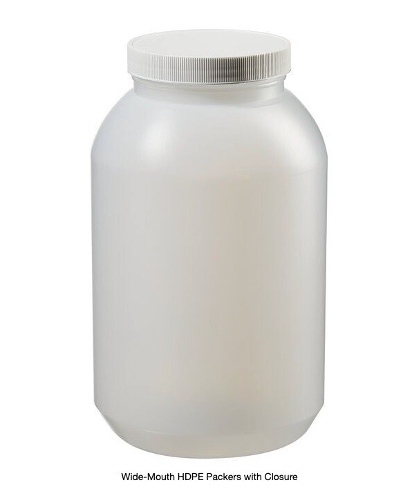 (24/Cs) THERMO 4000mL 4L Wide-Mouth HDPE Packer Bottles w/ Closures 112-4000BPC