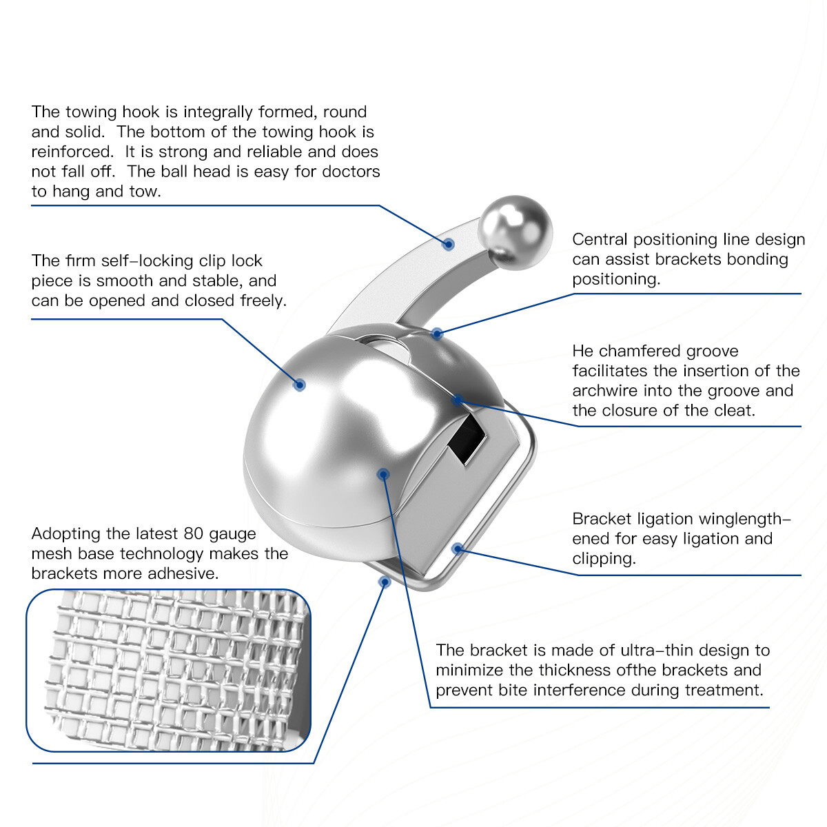 AZDENT Dental Self-Ligating Bracket Buccal Tube MBT Roth 0.022 Hooks 345/Tool