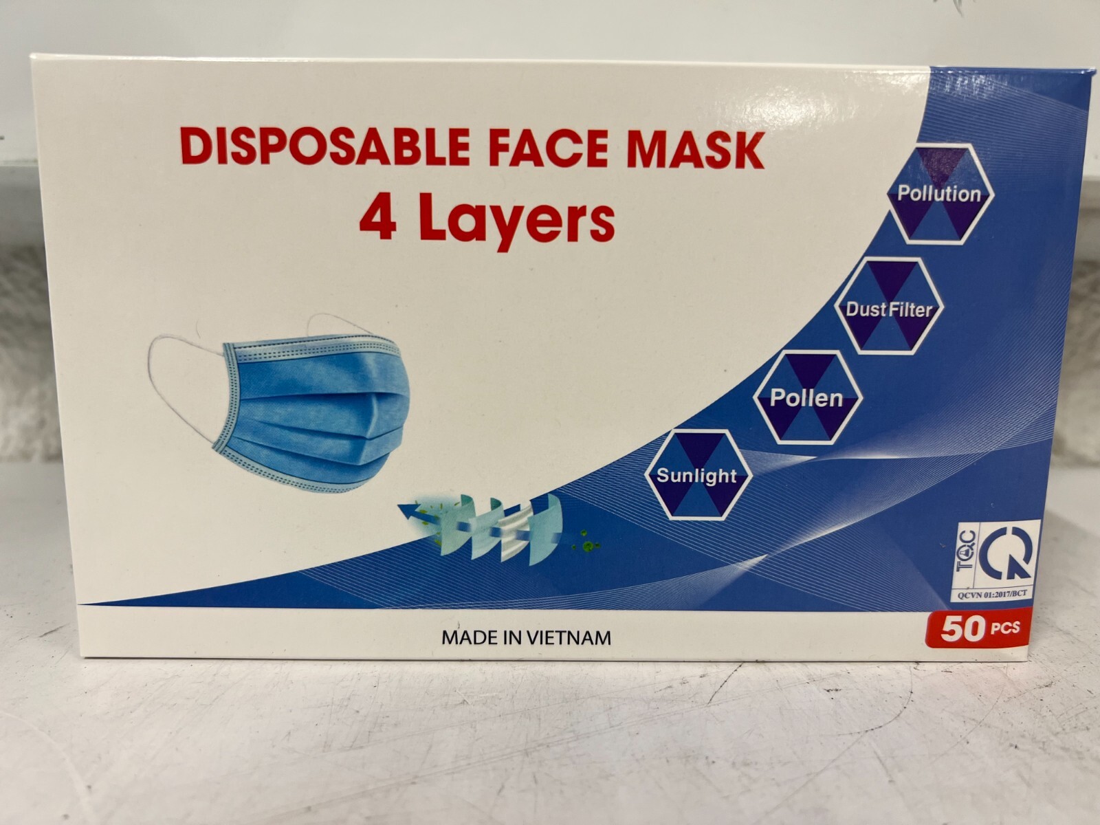 CASE OF 2500 Disposable 4-Layer NON-MEDICAL Surgical Face Masks