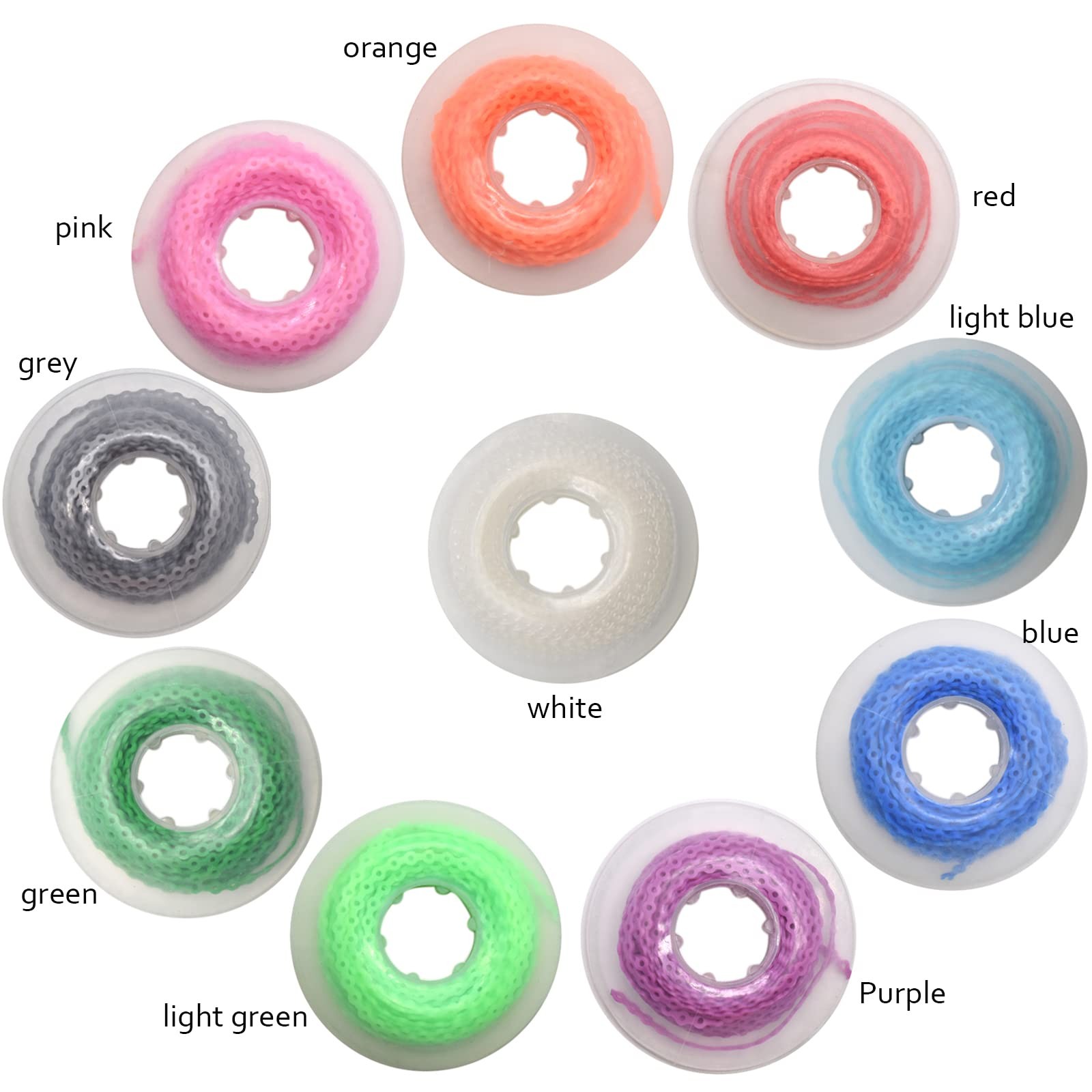 Angzhili 10 Pcs Dental Orthodontic Elastic Chain Power Closed, Multi-colors