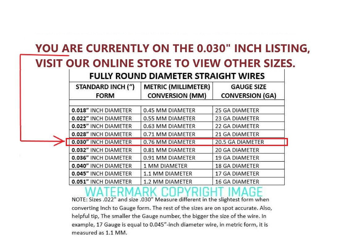 14″ Ortho Retainer Wire .030 0.76mm 20.5GA USA 304V Spring Hard Stainless 1000pc