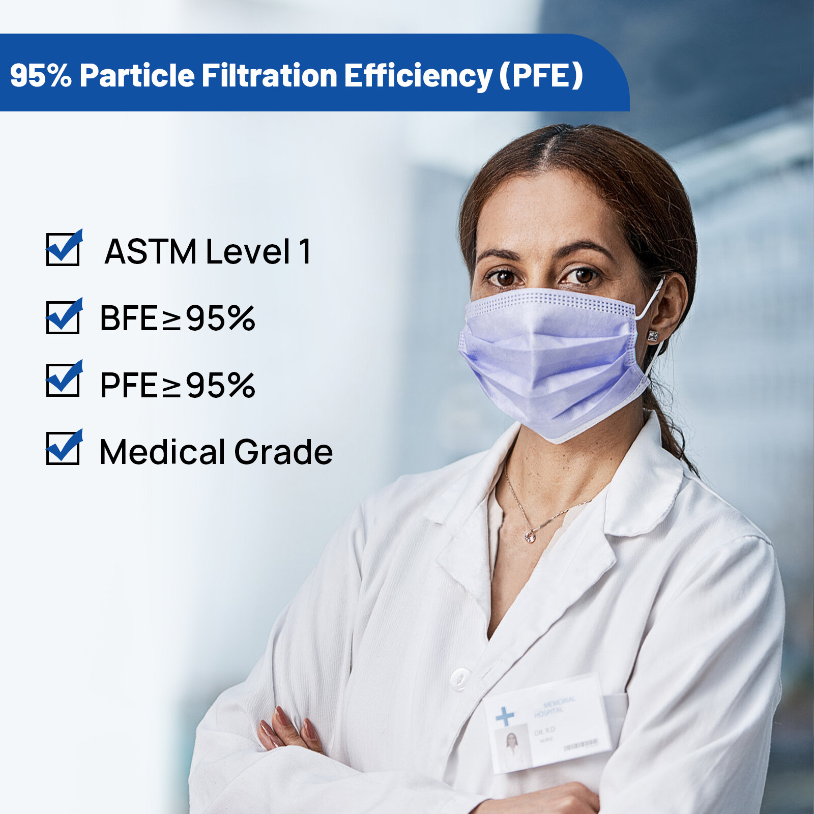 ASTM Level 1 Disposable Face Mask Medical Surgical 3 Ply Ear loop Black Masks