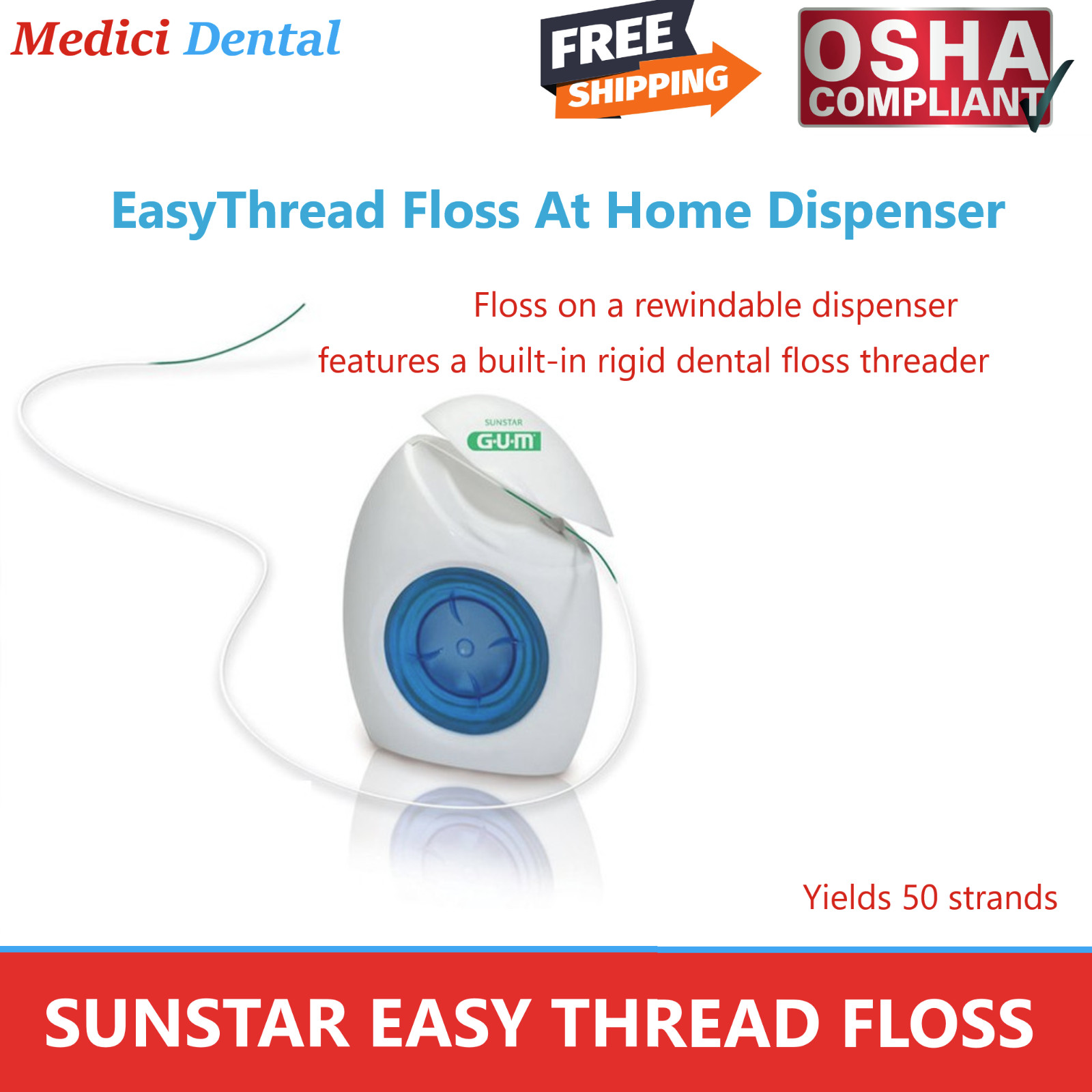 Dental Ortho Sunstar GUM EasyThread Floss Office Dispenser or Sample Pack 1/Bx