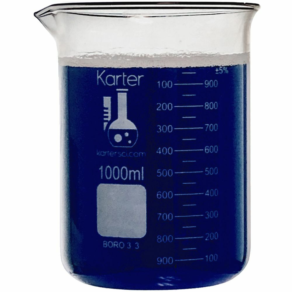 1000ml Low Form Graduated Glass Beaker, 3.3 Boro., Graduated (Single)