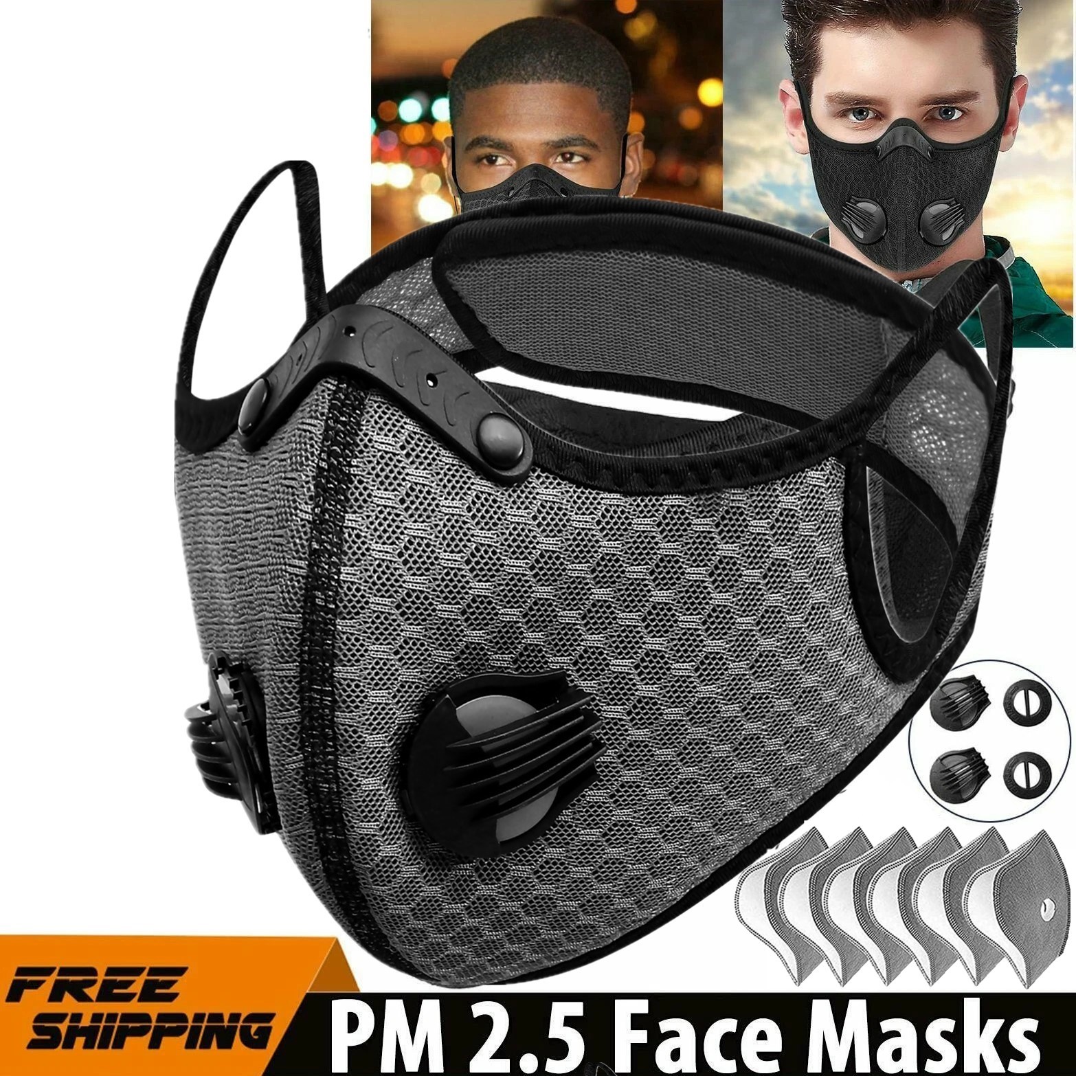 Half Face Cover Respirator Mask W/ Filters Anti Air Pollution Reusable Facepiece