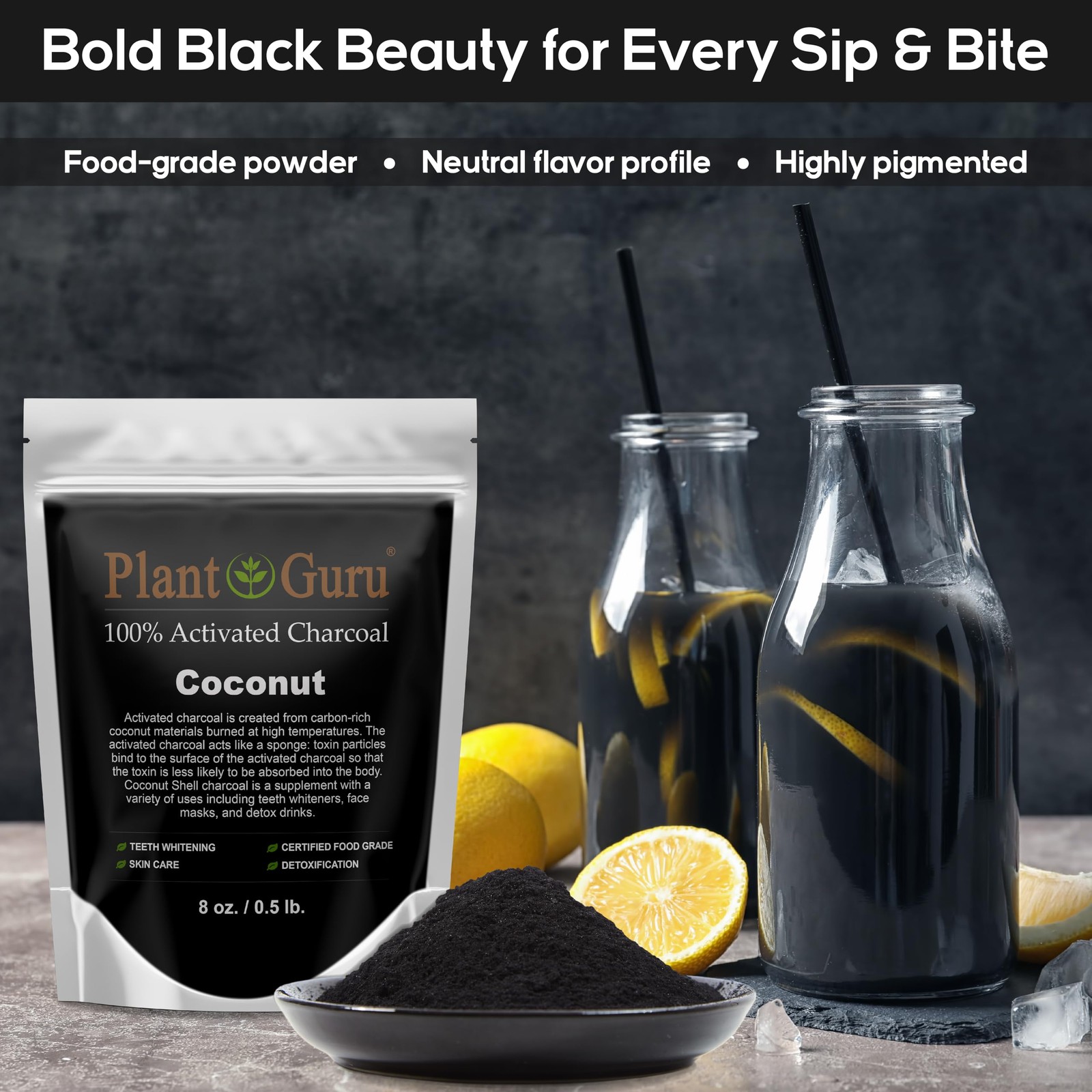 Activated Charcoal Powder Bulk – 1.75 lbs. Jar, Coconut 28 Ounce (Pack of 1)