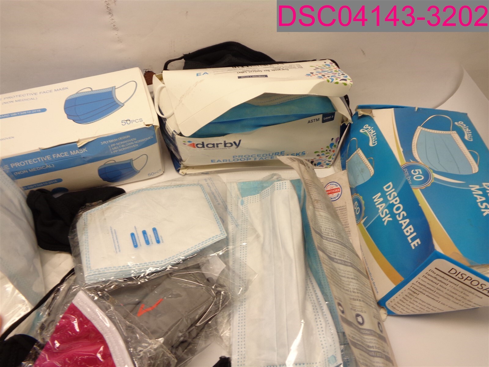 QTY=670; Face Mask Mixed Lot, Variety, Colors & Sizes & Styles.