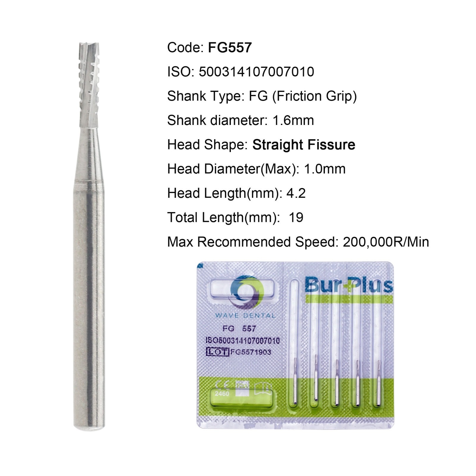 Wave Dental Carbide Burs FG 19mm High Speed Surgical 25mm FG SURG 330 557 702 6