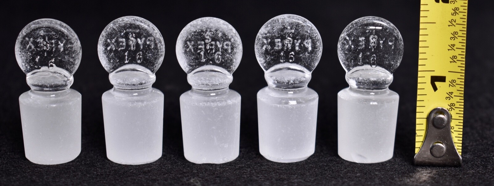 5 Count Pyrex # 16 Penny Head Glass Stoppers
