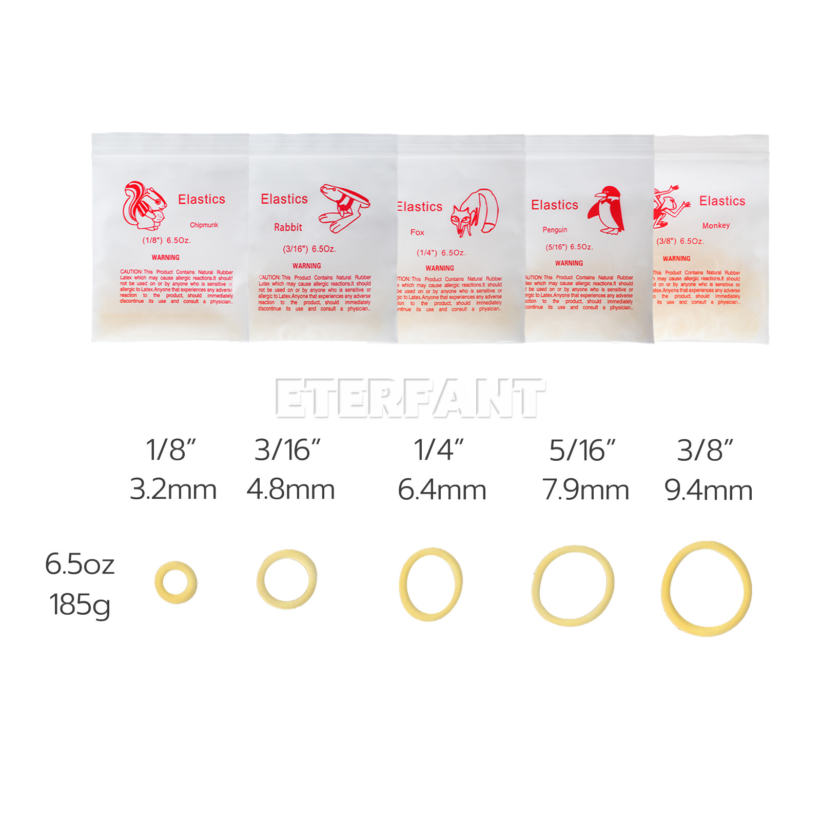 5000PCs ETERFANT Dental Orthodontic Rubber Bands Elastic Latex Braces 6.5oz 1/4