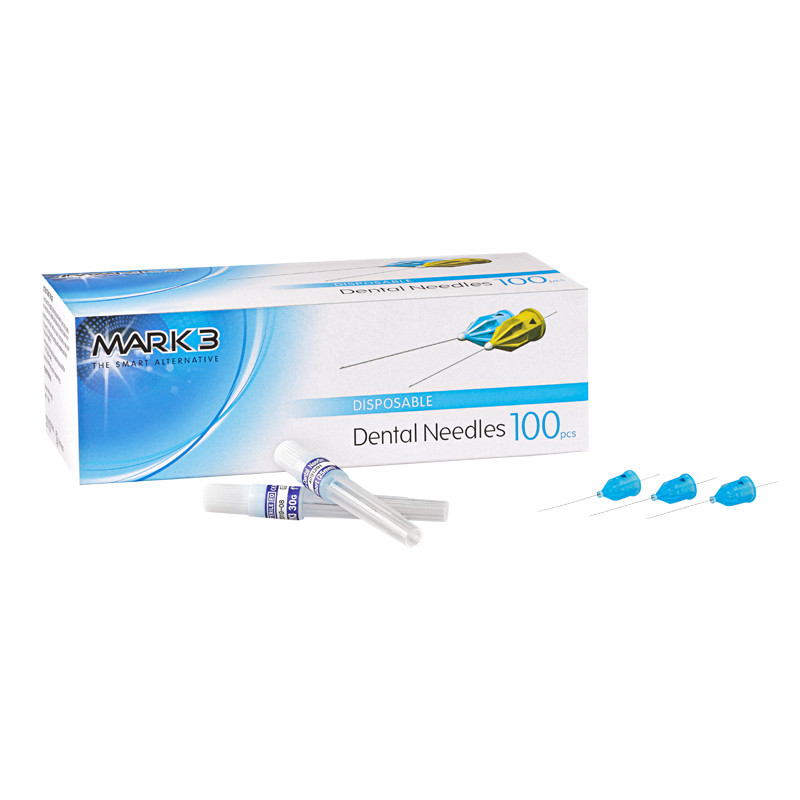 Mark3 16306 Dental Needles 30 Gauge Short 1″ 25mm Blue Plastic Hub 100/Bx