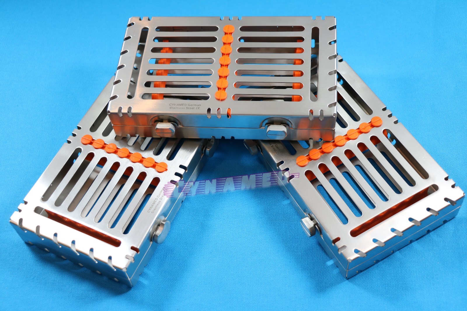 ORANGE GERMAN DENTAL STERILIZATION CASSETTE FOR 7 INSTRUMENTS DETACHABLE 2BUTTON