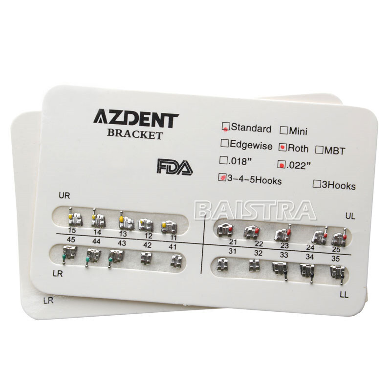 1-100X Dental Orthodontic Brackets Mini/Standard Roth MBT 022/018 Hooks 3/345