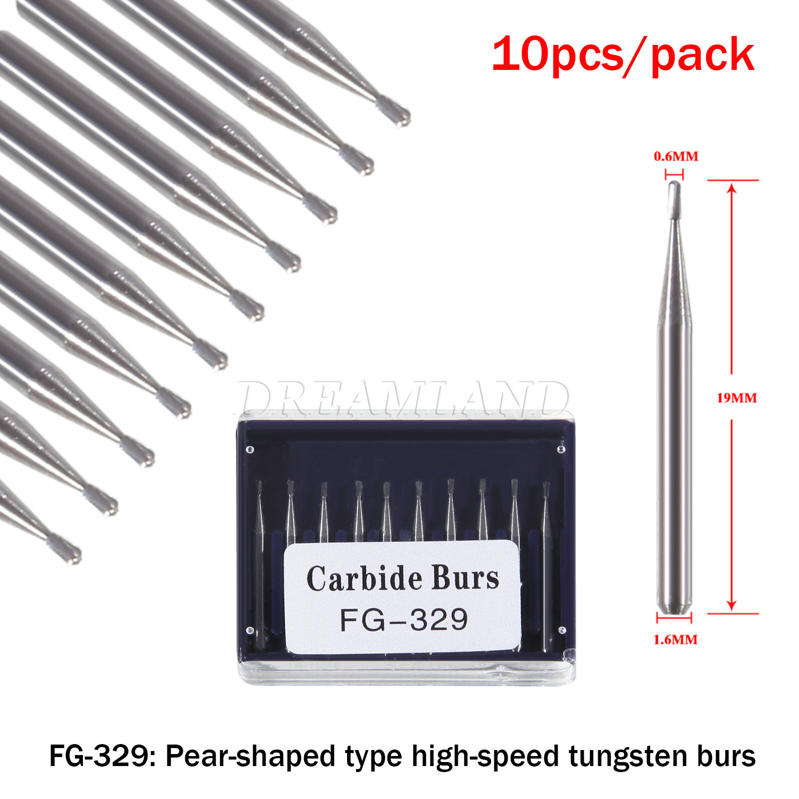 Dental Carbide Burs FG 329 Pear For High Speed Handpiece Friction Grip