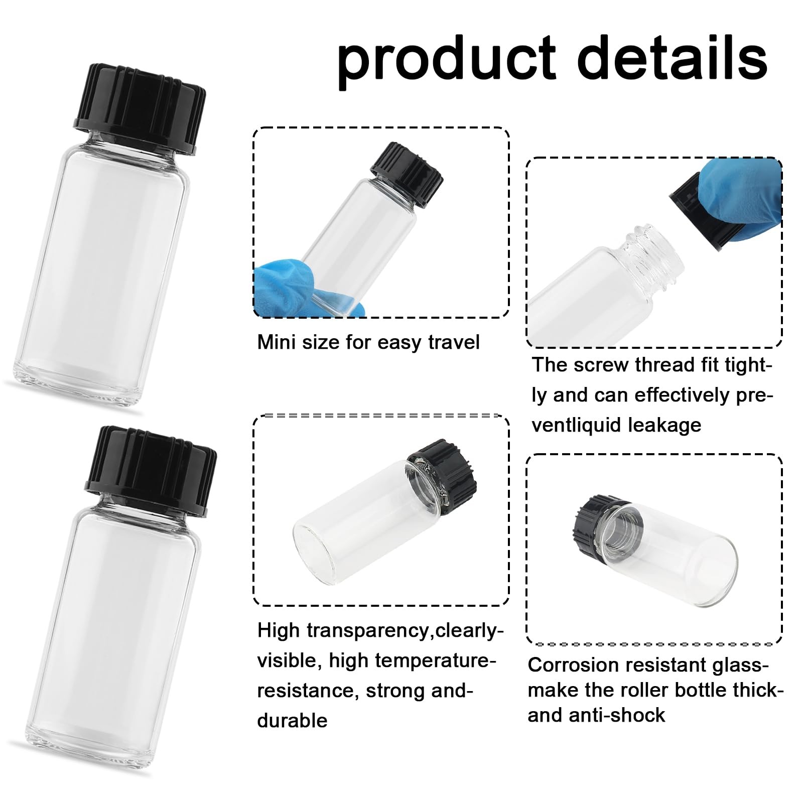 JIUWU 10 Pack Glass Vials10 ml Glass Bottle with Screw CapsSmall Vials for Es…