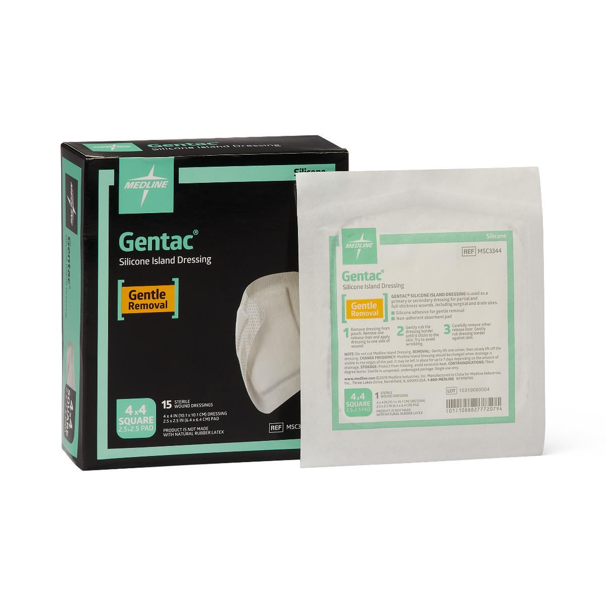 Silicone Adhesive Island Wound Dressing, 4″ X 4″, 2-1/2″ X 2-1/2″ Pad Size, Each