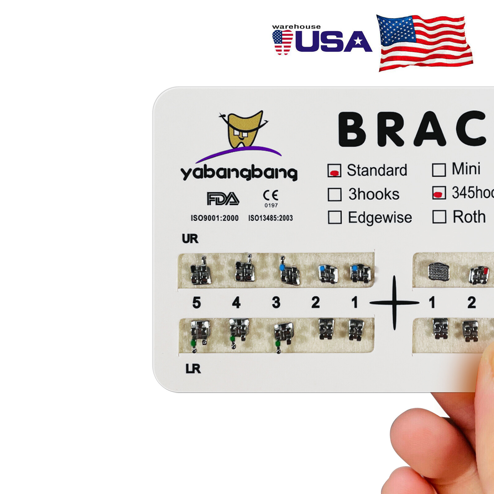 10-200 Packs Dental Orthodontic Brackets Brace Standard MBT.022 Hooks 3-4-5