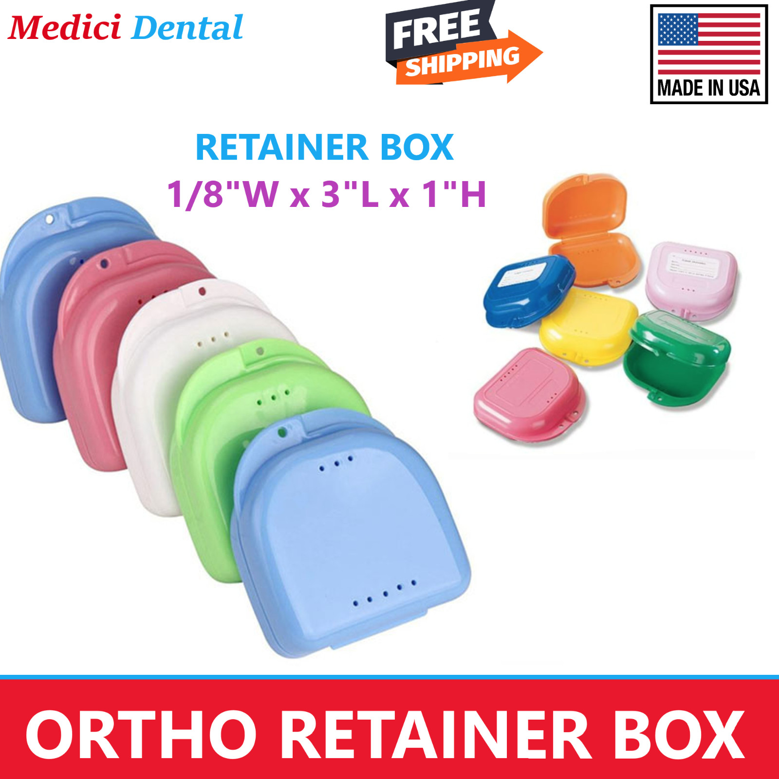 Dental Denture Box case carrier – Retainer Box – 1′ Deep, Upto 150Pk Assorted