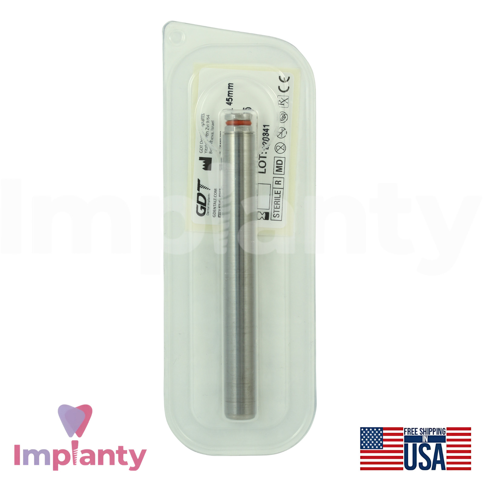 GDT ZYG Dental Fixture Ø4.2mm Diameter Titanium Int Hex 2.42mm Connection