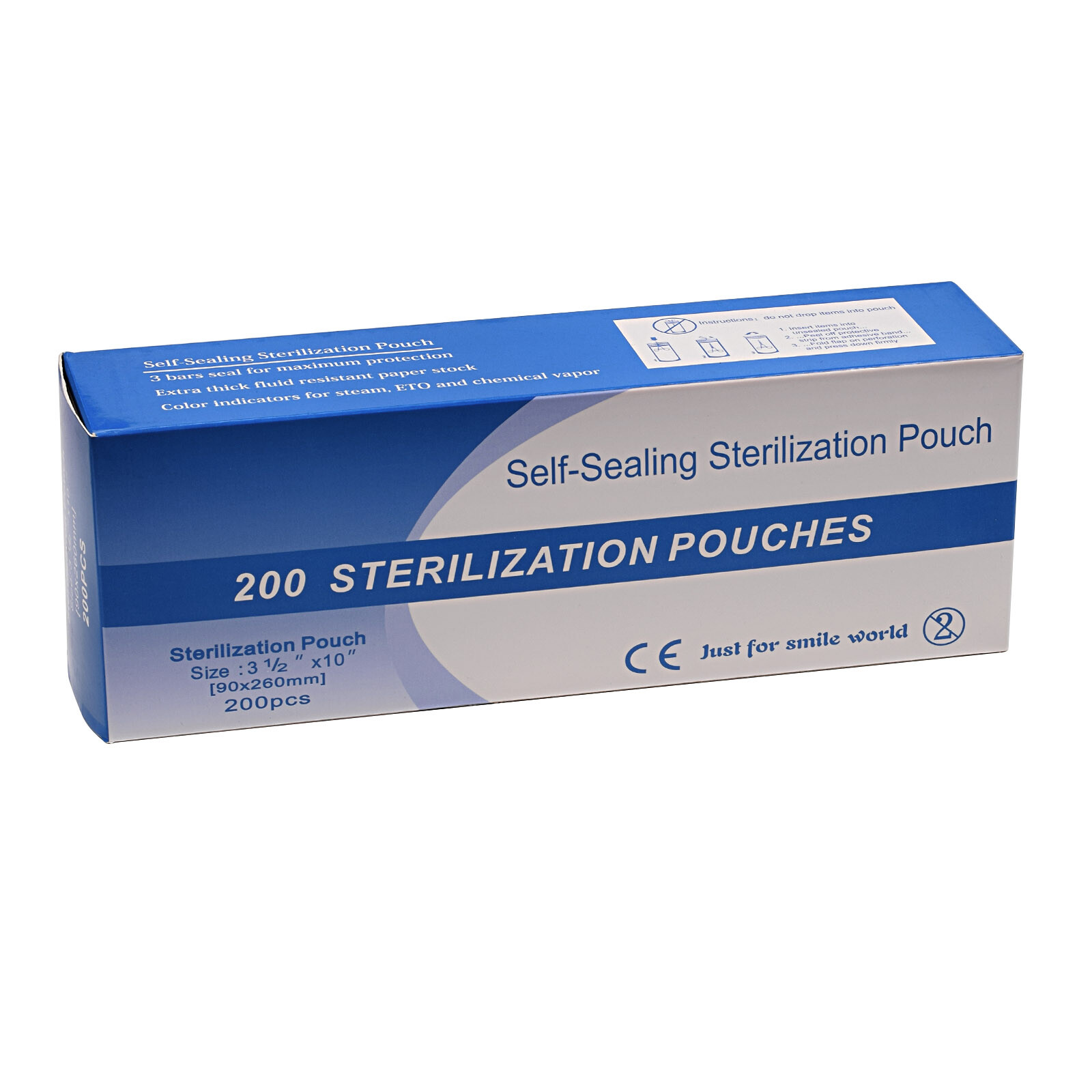 200pcs Dental Pouch Bags Self Sealing Sterilization For Dental Nail Tools (1bag)