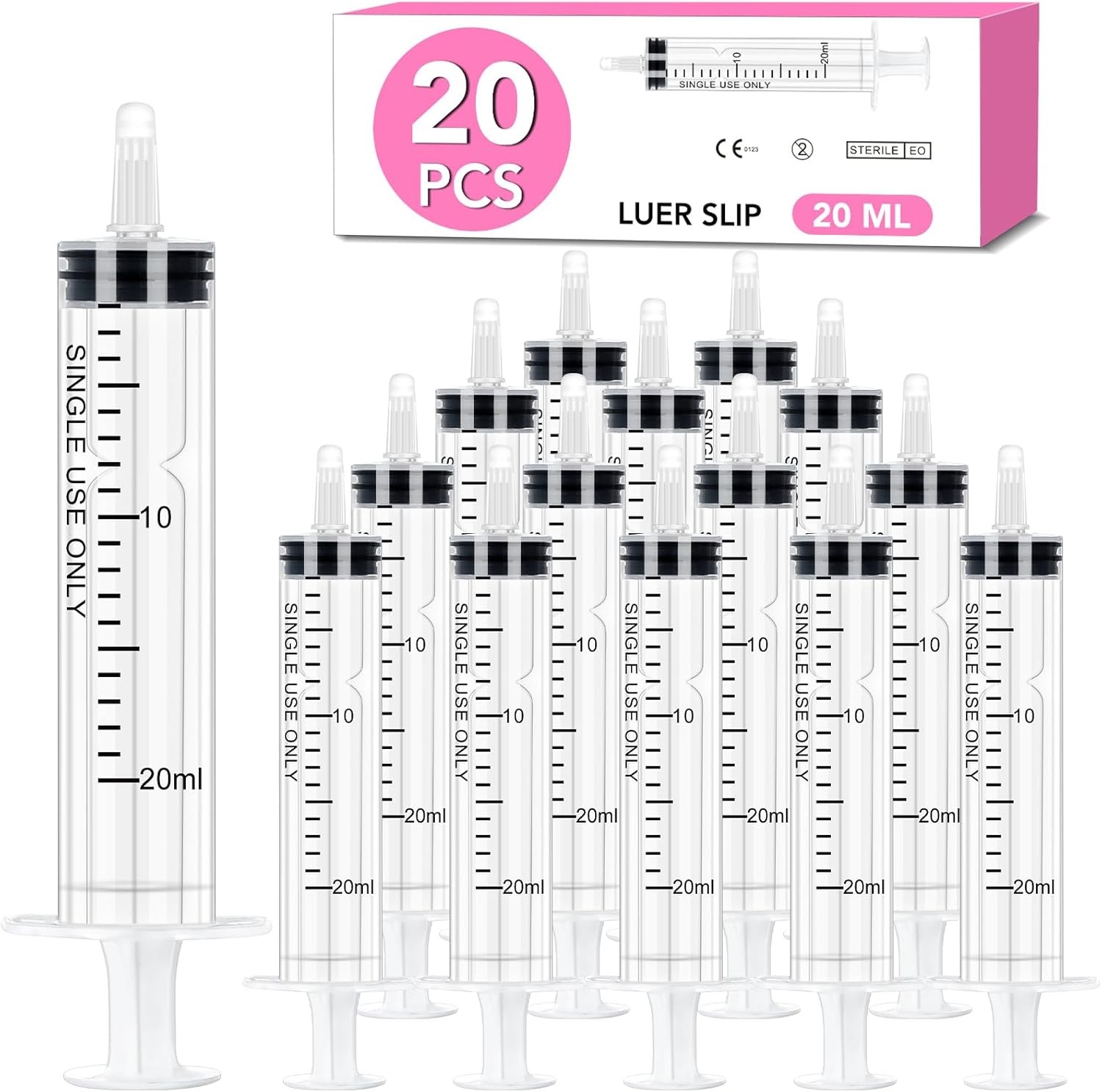 20 PCS 20ml Oral Syringe With Cap, Plastic Syringe without Needle for Medicine D