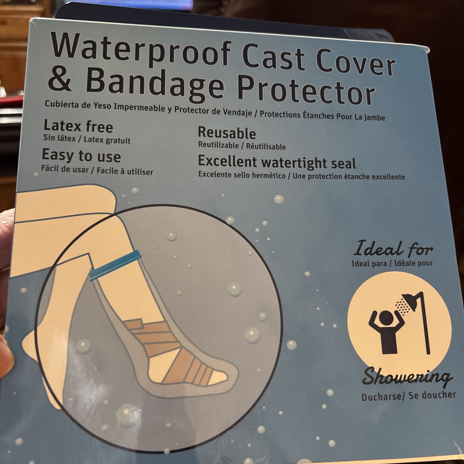 Water Proof Leg Cast Cover Or Bandage Protector For Shower – 1 Count , Clear