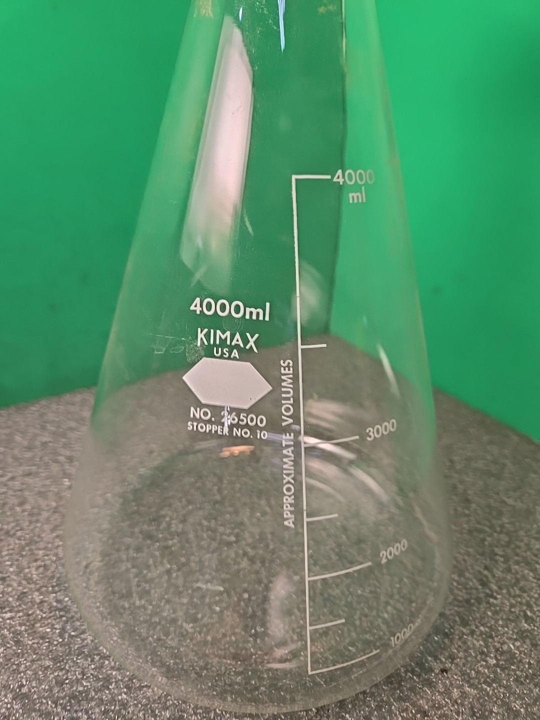 KIMAX 4000mL 4L Glass Graduated Heavy Duty Rim Erlenmeyer Flask 26500-4000