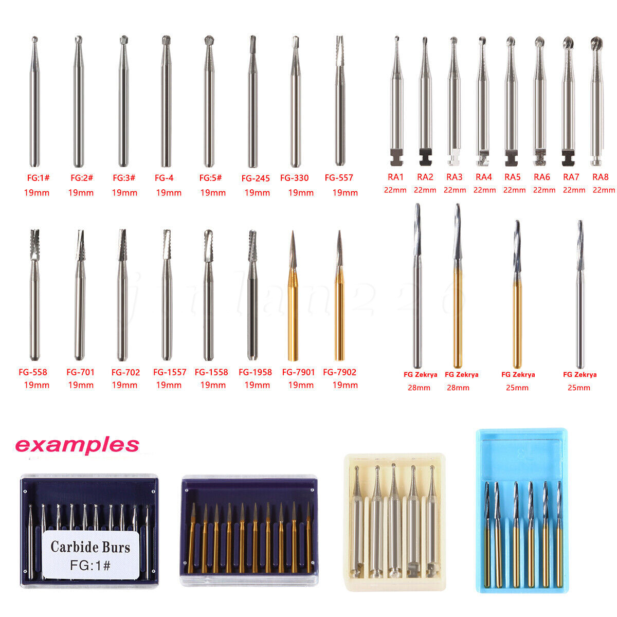Dental Round Tungsten Steel Carbide Burs FG RA Bur for High Slow Speed Handpiece