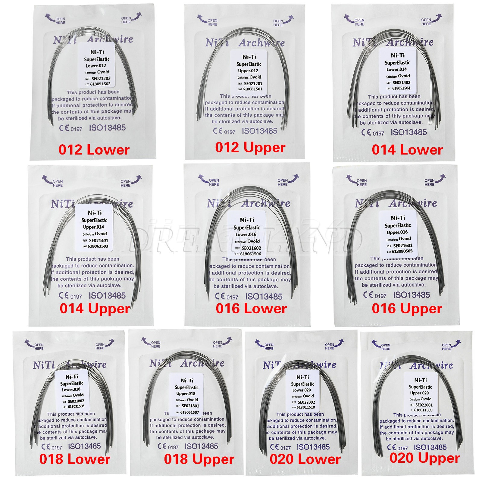 10 packs Arcos de Dental Ortodoncia Redondos Niti Arco de Alambre Su Arch Wire