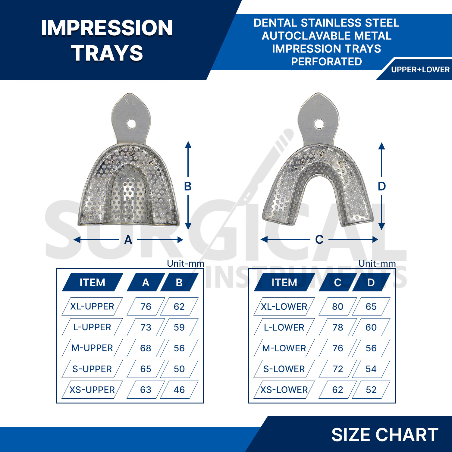50 Dental Metal Impression Trays Solid