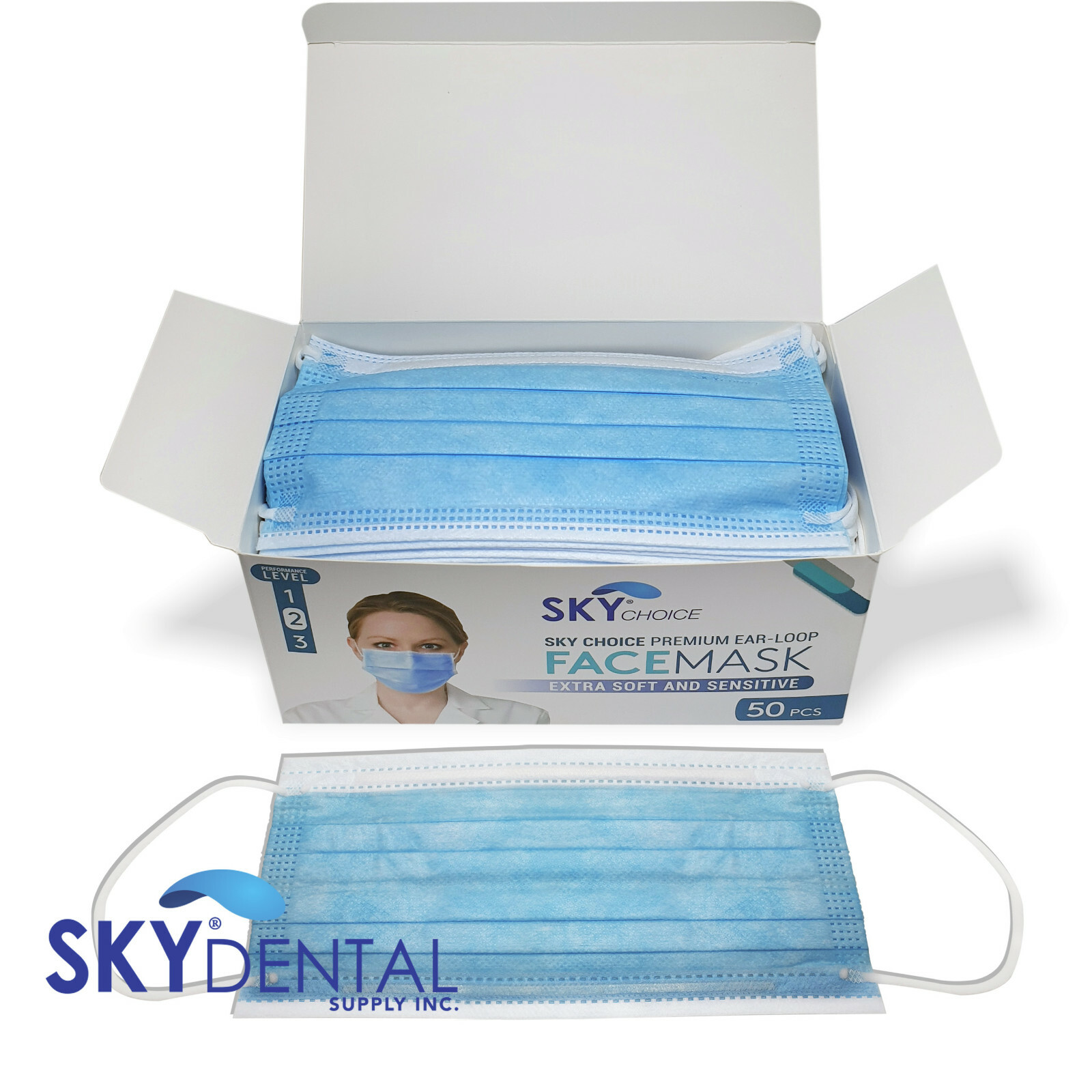 Surgical Masks Disposable Elastic Ear Loop Dental Mask 50PK Level 1 2 3 Medical