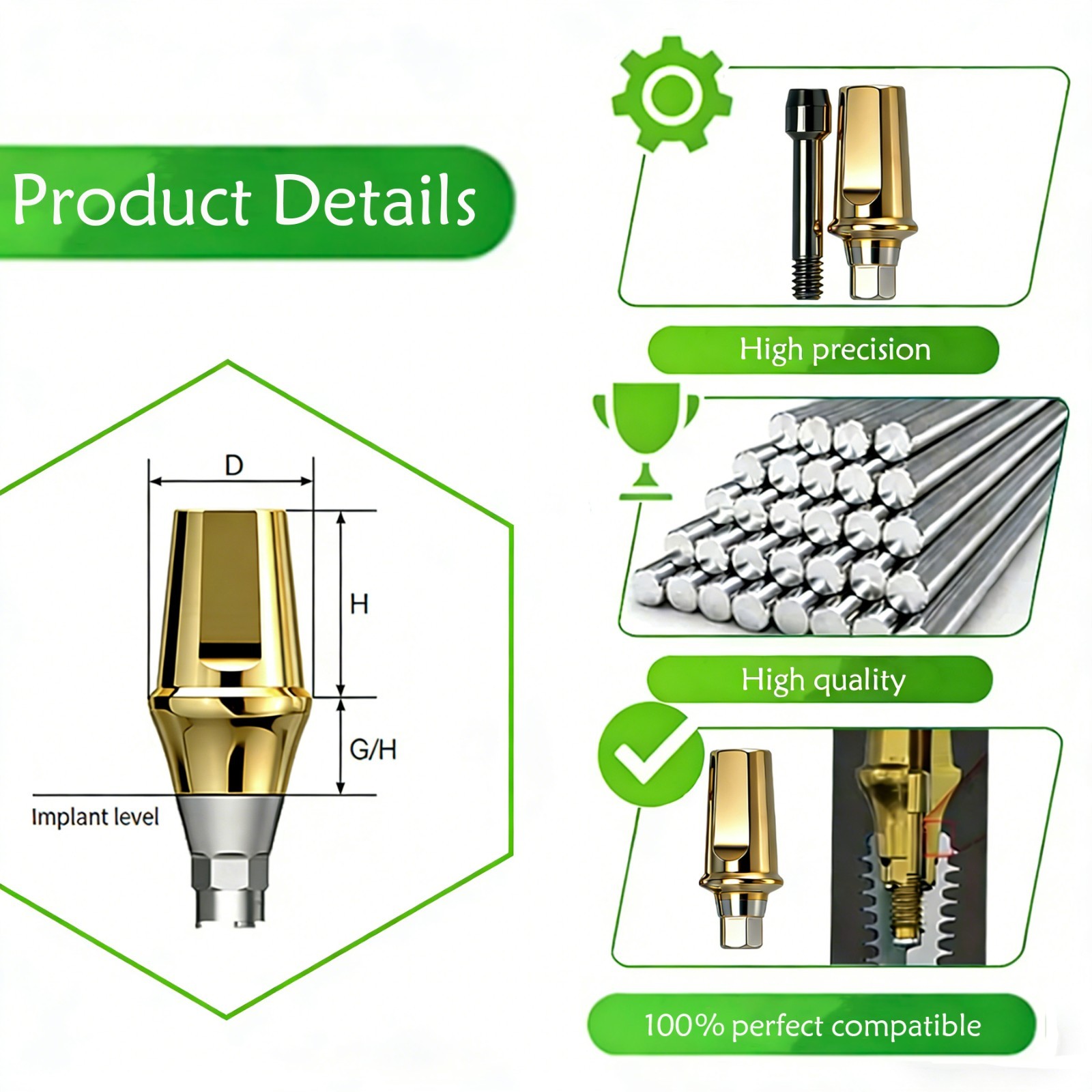 US 5pcs Dental Osstem Hiossen TS Ti Straight Transfer Abutment Hex MINI/Regular
