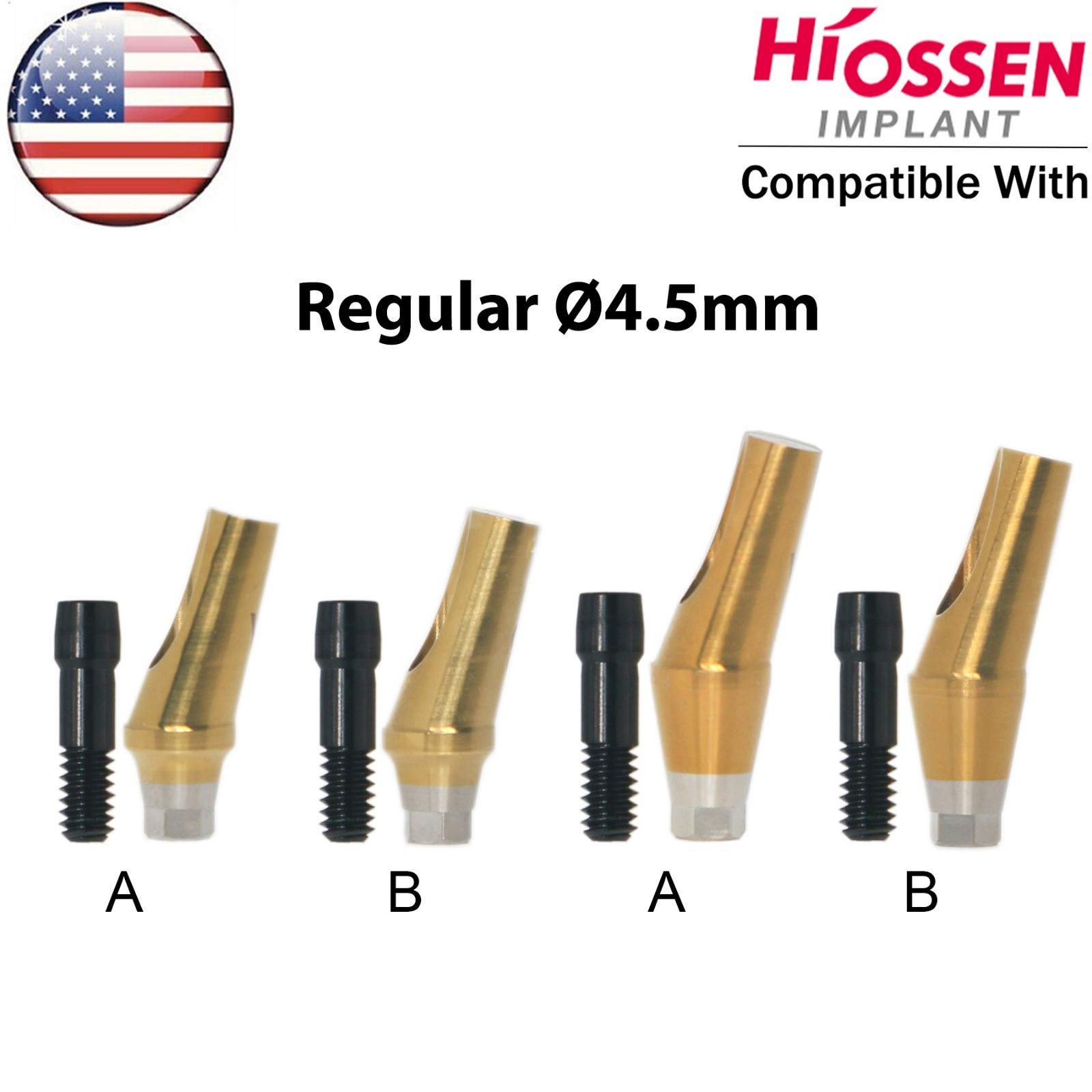US Dental 17° Angled Anatomic Abutment Mini Regular Ø4.5/5.0mm Fit Hiossen Oss