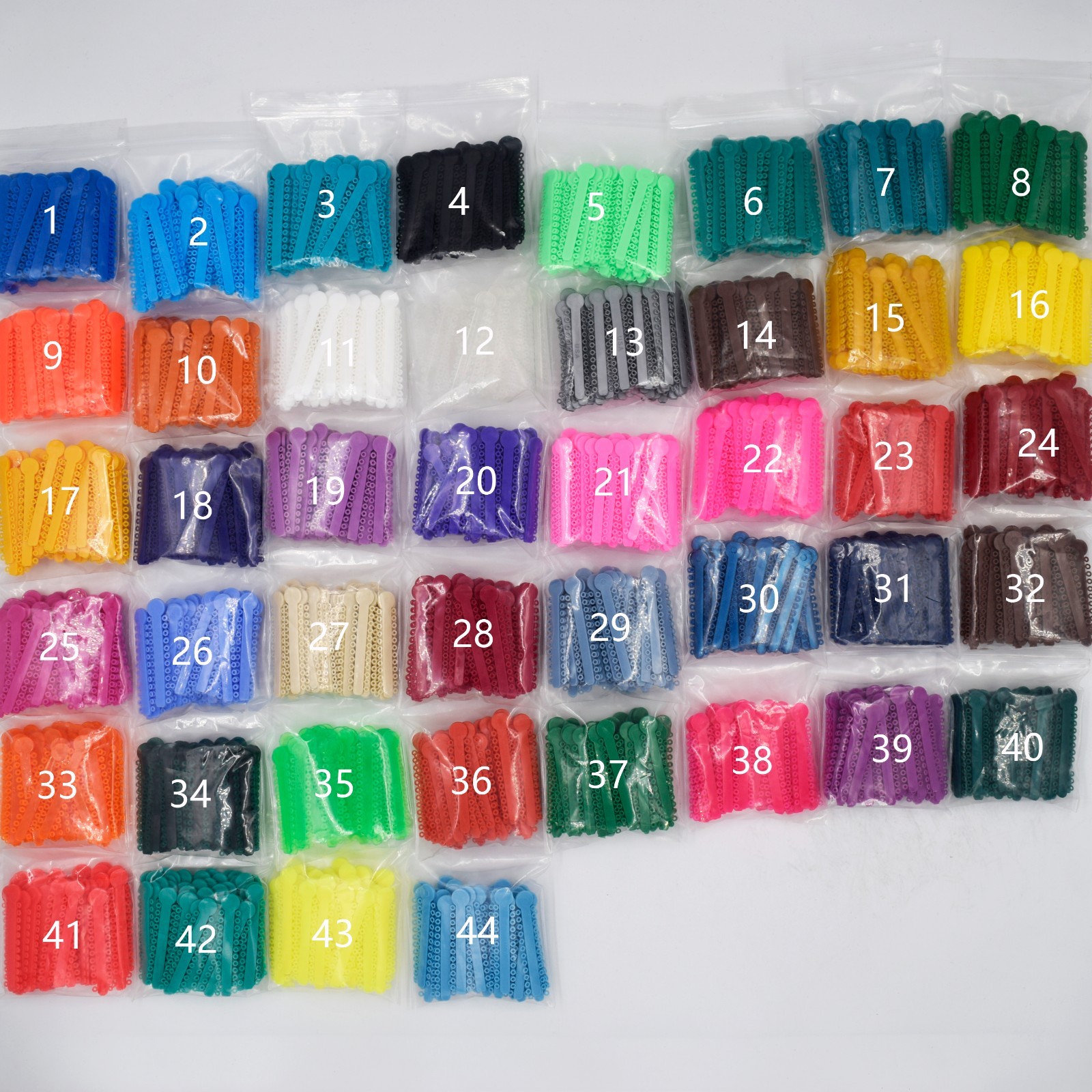 1Pack/1040Pcs Dental Ligature Ties Orthodontic Elastic Rubber Bands 44 Colors