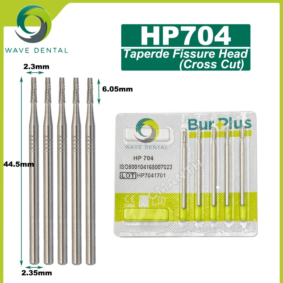 US WAVE Dental Tungsten Carbide Burs Dentistry Drills Dental Bur HP Dia 2.35mm