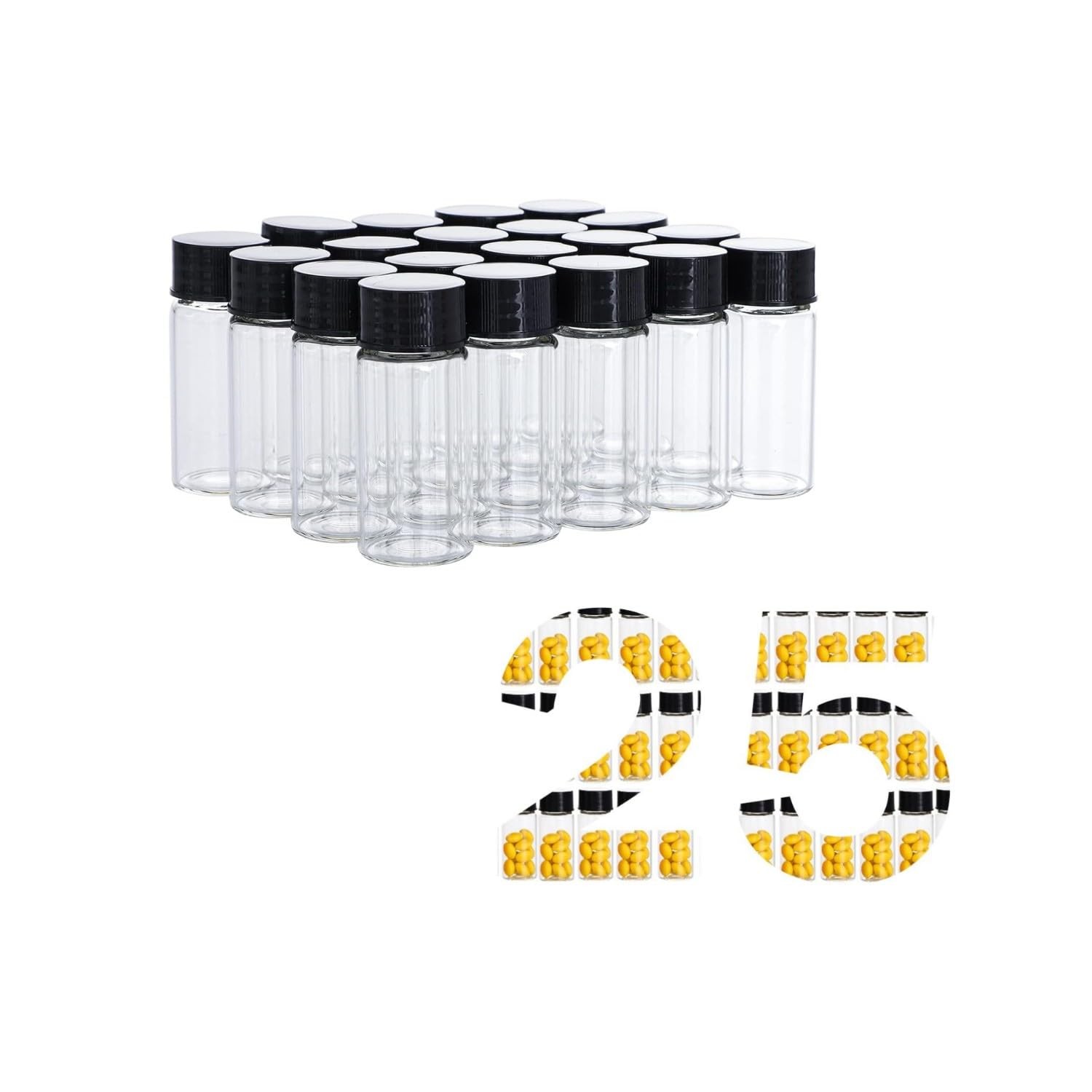 5 Dram Clear Sample Vials, Small Liquid Glass Vial, 20ml Borosilicate Glass E…