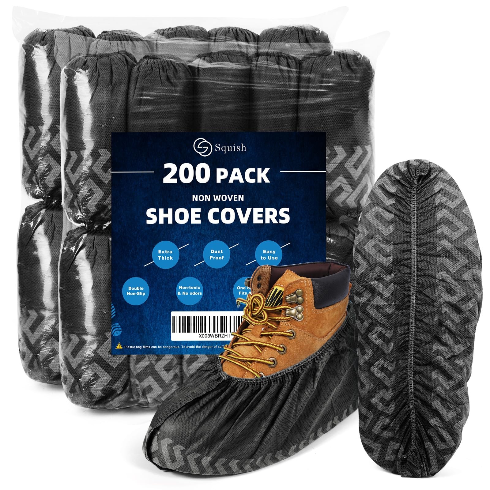 200 Pack Disposable Shoe Covers Non Slip Non Woven Fabric Breathable Dust Proof