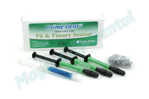 Prime-Dent Dental Light Cure Pit & Fissure Sealant Opaque 3 Syringe Kit #007-023