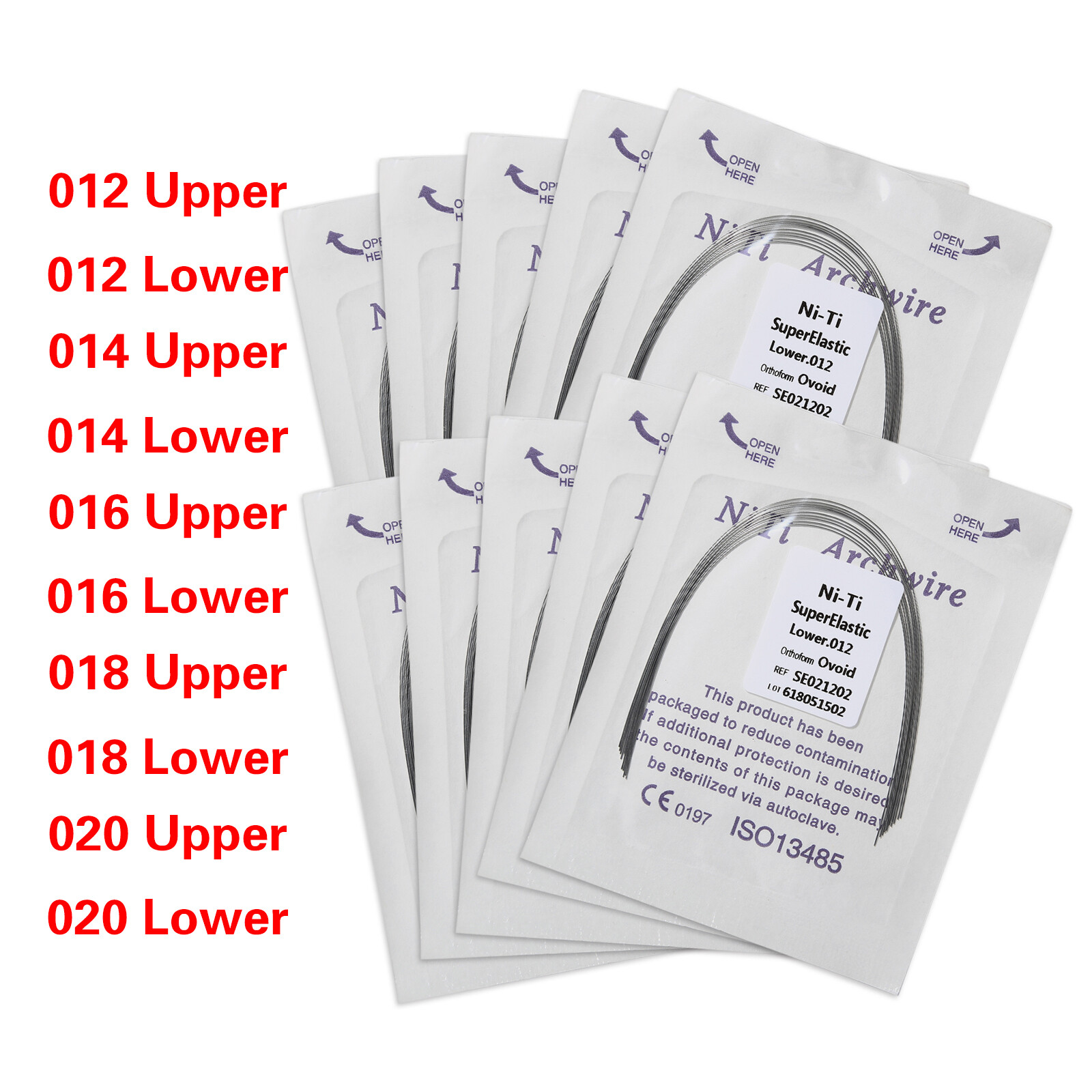 1-200 packs Dental Orthodontic Arch Wire Niti Super Elastic Round Ovoid Form ns