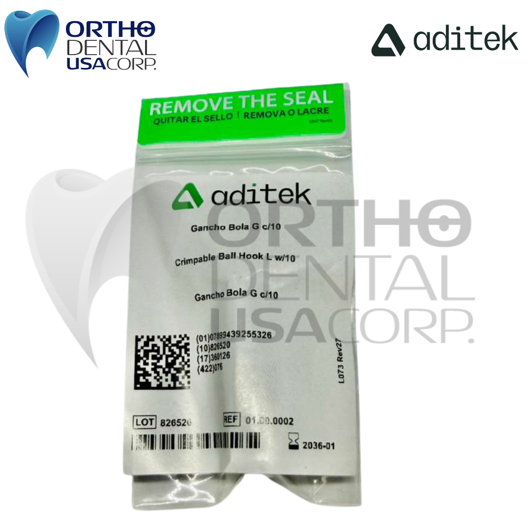 Orthodontic crimpable ball hook L 10 pcs Aditek Orthodentalusa Corp USA seller