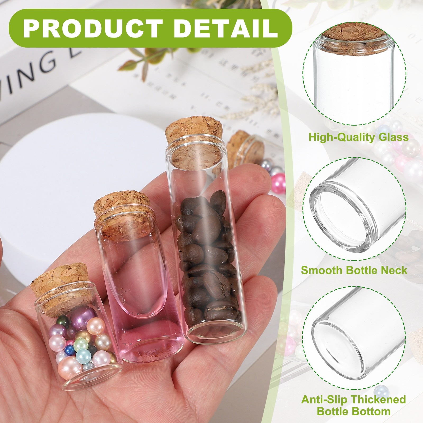 8Pcs Mini Glass Bottles with Cork Stoppers 12ml Small Clear Glass Jars