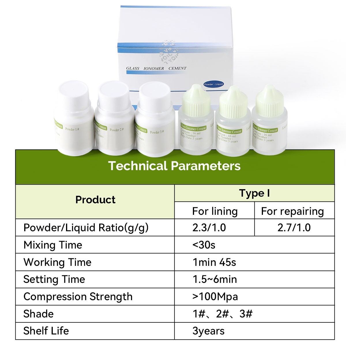 Dentex Dental Cemento de ionómero de vidrio Luting/Gel adhesivo para unir