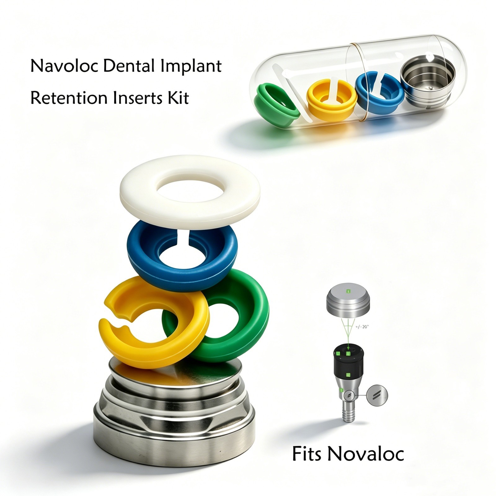 US Dental Novaloc Overdenture Retention Insert & Locator Abutment Retention Caps